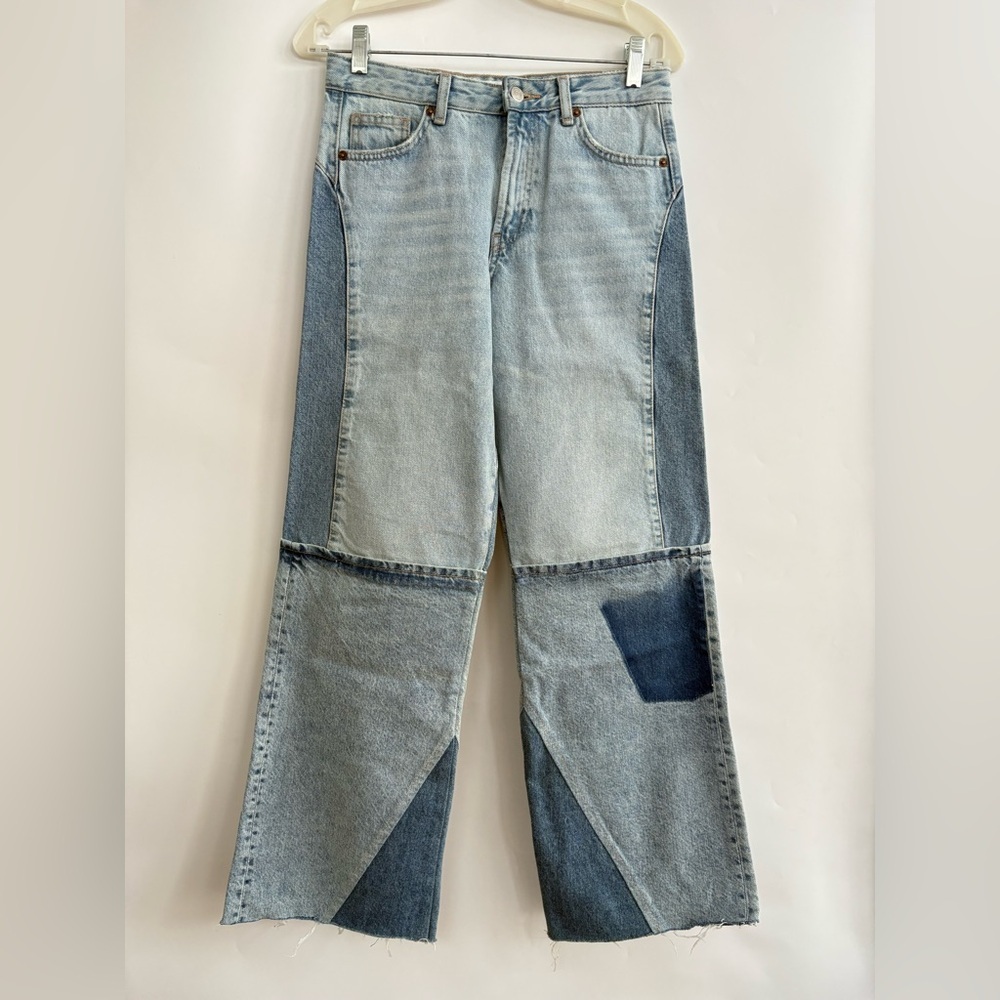 Zara TRF Patchwork Low Rise Boyfriend Jeans